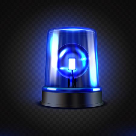 Realistic blue led flasher. Blue lights. Transparent for emergency situationsのイラスト素材