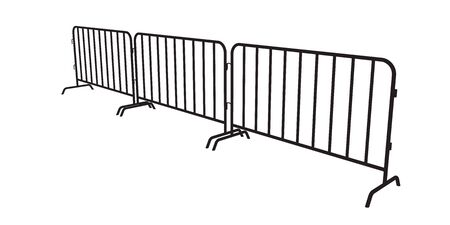 Urban portable steel barrier. Black silhouette of a barrier fence on a white background. Perspective viewのイラスト素材