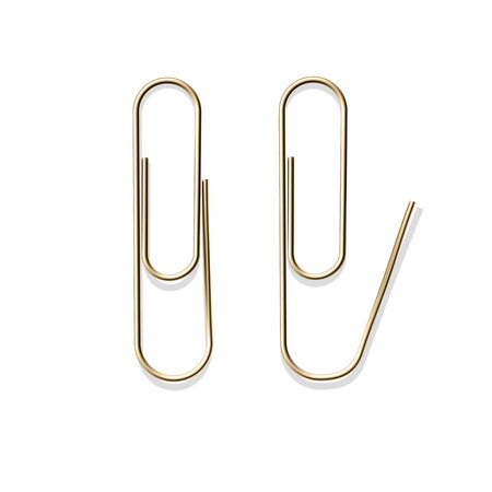 Realistic metal paper clips set. Vector set. Stationery paperclip accessory for holding several sheets of paper togetherのイラスト素材
