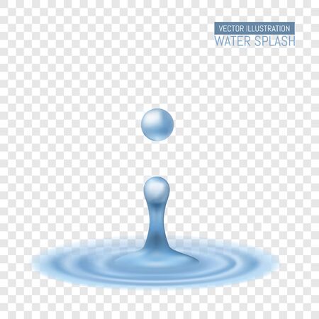 Realistic Water splash. Water drop. Waves on surfaceのイラスト素材