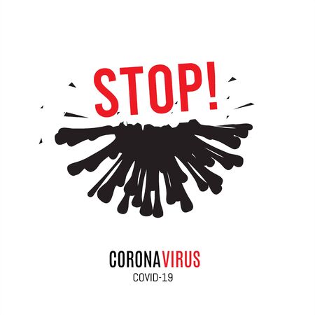 Black silhouette of coronavirus vector icon on white background Concert protection against coronavirus infection.のイラスト素材
