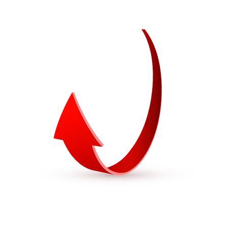 Realistic red swirling arrow. Vector illustration on a white backgroundのイラスト素材