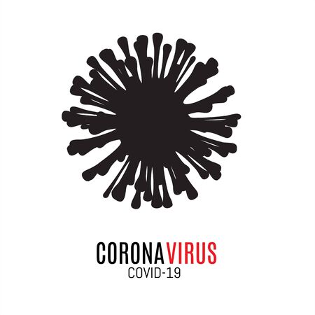 Black silhouette of coronavirus vector icon on white background Concert protection against coronavirus infection.のイラスト素材