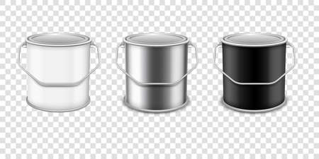 Realistic vector 3D mockup paint can set . Realistic template for advertising paintwork products.のイラスト素材