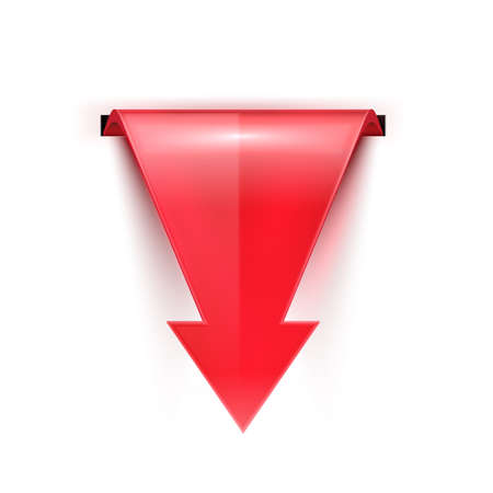 Realistic 3D red glossy pointer on white background with shadowのイラスト素材