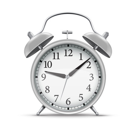 3D realistic silver home alarm clock for concept design.のイラスト素材