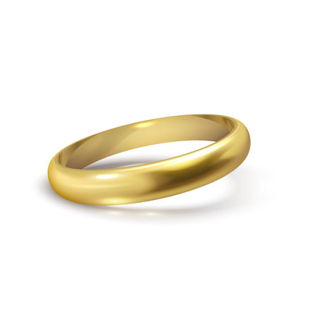 Realistic gold wedding ring isolated on white background symbol of love and marriage.のイラスト素材