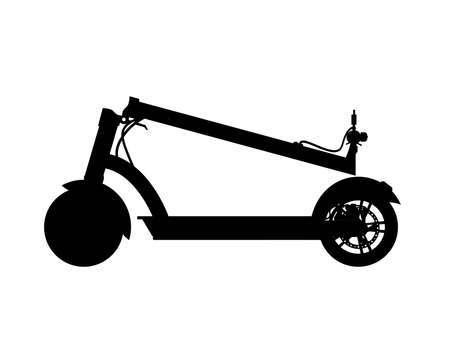 Realistic silhouette of electric scooter. Black icon on a white background.のイラスト素材