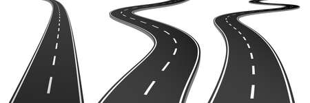 Realistic vector 3d set of curved roads and highways. Vector graphic.のイラスト素材