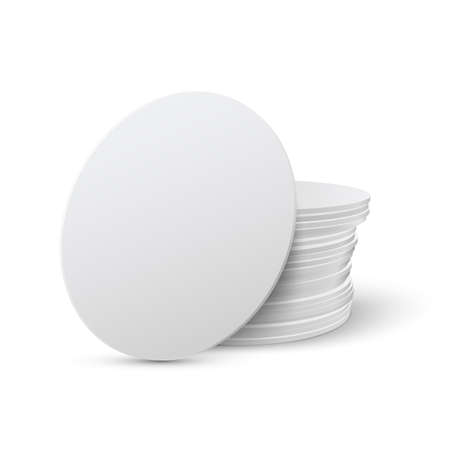 Circle beermat, bierdeckel isolated on white background with shadowのイラスト素材