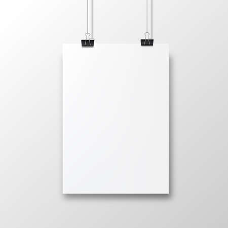 Abstract poster design with hanging paper. Hanging paper poster mockup.のイラスト素材