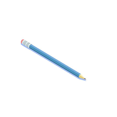Blue pencil with eraser isometric vector illustrationのイラスト素材