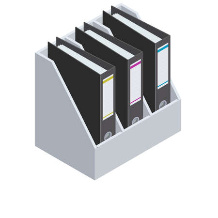 Folders binder with documents. Isometric flat vector illustrationのイラスト素材