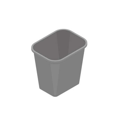 Grey plastic empty trash can full of crumpled paper isometric vector iconのイラスト素材