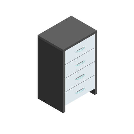 Wooden file cabinet isometric flat illustrationのイラスト素材