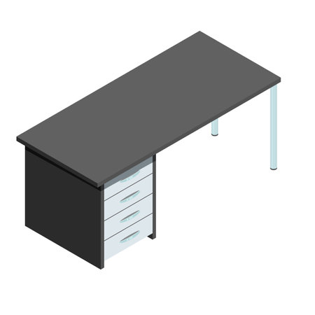 Vector isometric illustration of a writing or computer desk in a modern styleのイラスト素材