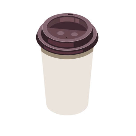 Disposable coffee paper cup. Flat isometric design.のイラスト素材