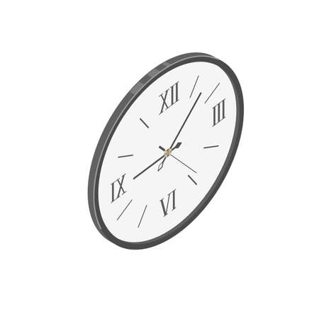 Classic wall clock with roman numerals isometric flat vectoのイラスト素材