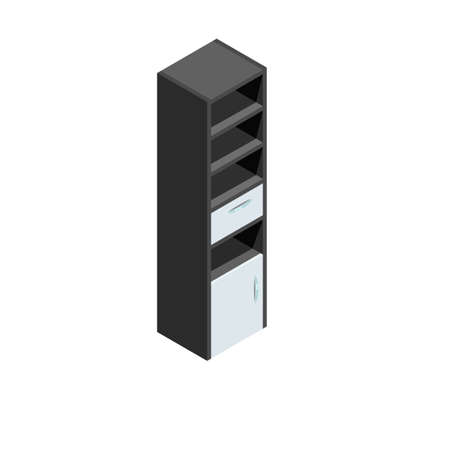 Office furniture wardrobe with empty shelves isometric vector illustrationのイラスト素材