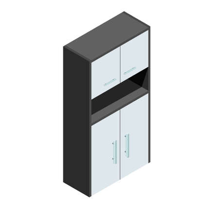 Office furniture wardrobe with empty shelves isometric vector illustrationのイラスト素材