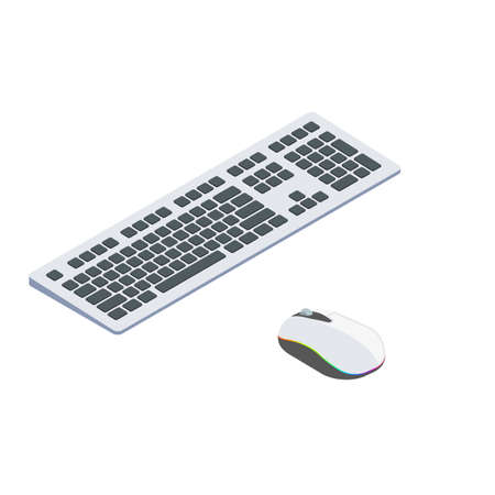 Modern computer keyboard and mouse isometric vector illustration.のイラスト素材