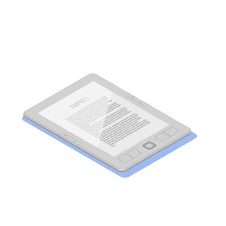 e-book isometric illustration in flat style. Isolated icon on white backgroundのイラスト素材