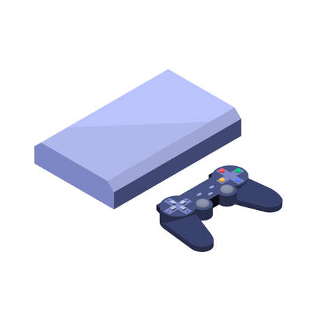 Modern game console isometric vector icon for web design isolated on white backgroundのイラスト素材