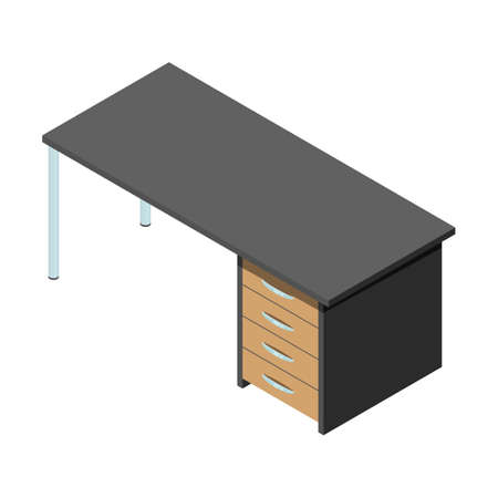Vector isometric illustration of a writing or computer desk in a modern style.のイラスト素材