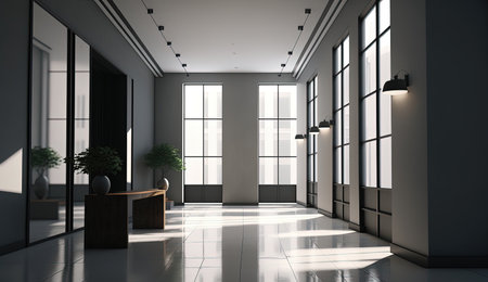 Interior of modern office hall. Generated AIの素材