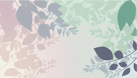 Pastel colored Foliage decorative frame in flat style Various abstract tropical leaves on a dark background. Generative AI.の素材