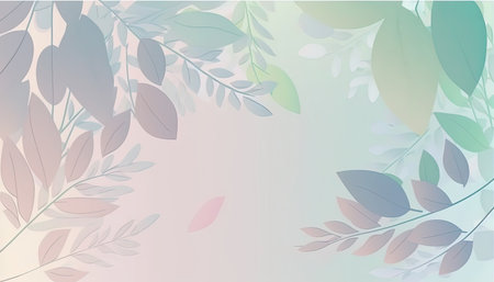 Pastel colored Foliage decorative frame in flat style Various abstract tropical leaves on a dark background. Generative AI.の素材