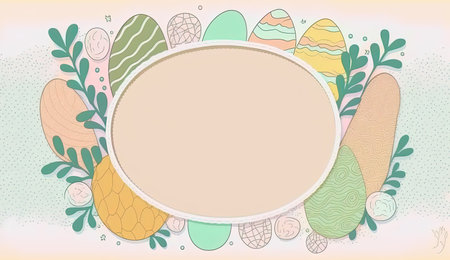 Easter background with eggs and branches. Hand drawn style illustration. AI generatedの素材