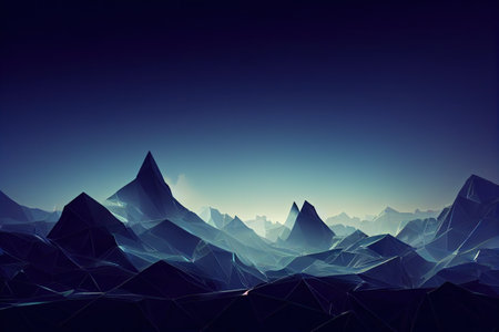 Abstract landscape background with wireframe elements. cyberspace grid. 3d technology wire frame 3D illustration. AI render.の素材