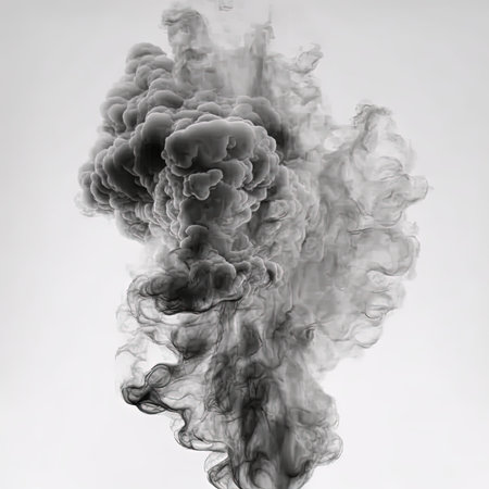 Black color paint in water or smoke 3D abstract background. 3D illustration.の素材