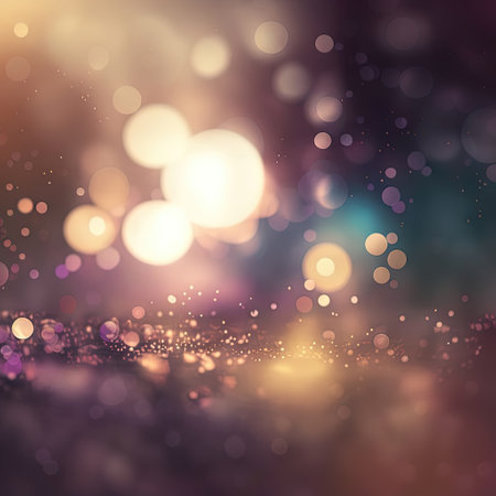 Romantic festive blurred background with bokeh lights effects. AI generated.の素材