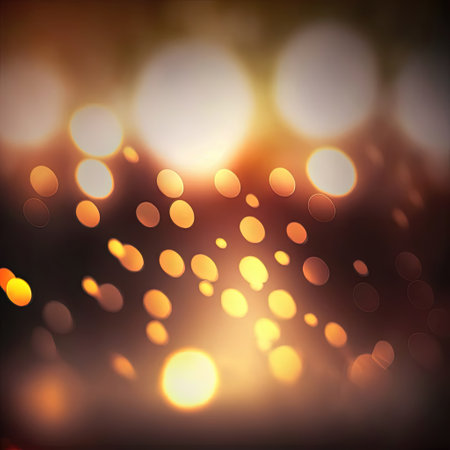 Romantic festive blurred background with bokeh lights effects. AI generated.の素材