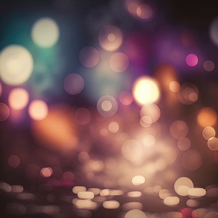 Romantic festive blurred background with bokeh lights effects. AI generatedの素材