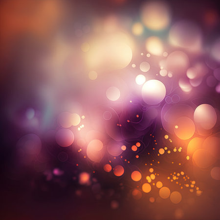 Romantic festive blurred background with bokeh lights effects. AI render.の素材