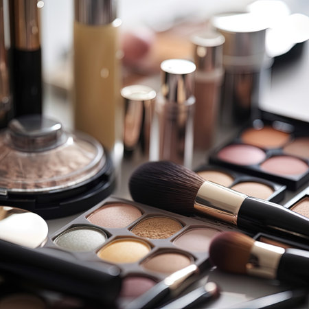 Professional makeup brushes and tools, make-up products set Generative aiの素材