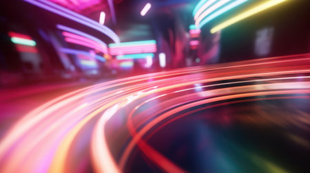 Blurry motion background and spinning roulette. Perfect for casino themes. Vibrant colors and dynamic movement. AI generated.の素材