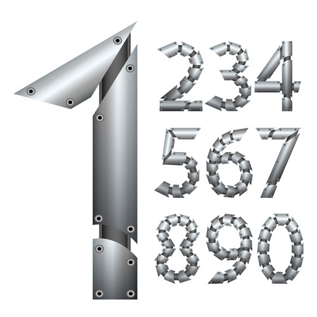Number. Metal construction. Isolated on white background. Vector EPS 10.のイラスト素材