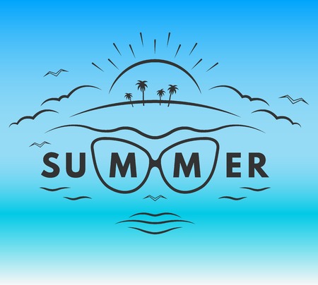 The emblem on the theme of the summer, in the form of a womans face.のイラスト素材