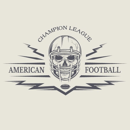 Template emblems American football with a skull wearing a helmet.のイラスト素材