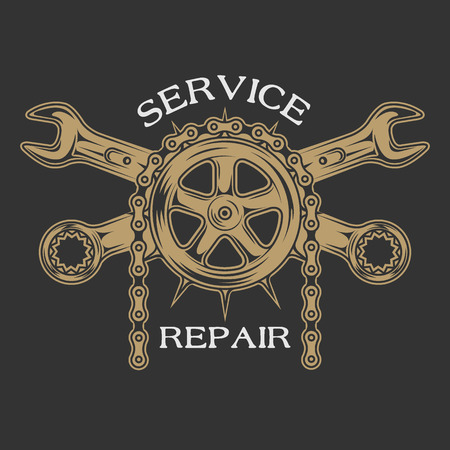 Service repair and maintenance. Emblem logo vintage style.のイラスト素材