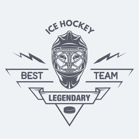 The emblem with goalkeeper helmet. Ice hockey.のイラスト素材