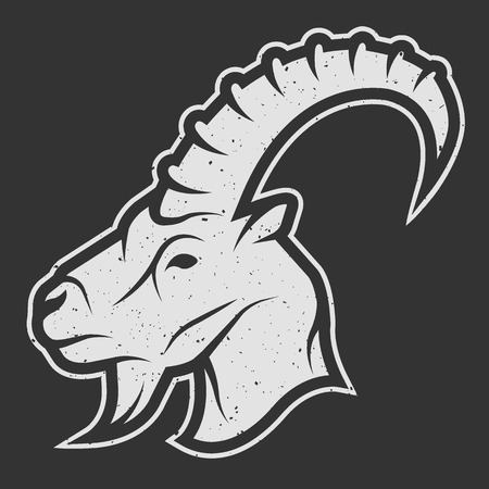 Goat symbol, the logo for dark background. Vintage linear style.のイラスト素材
