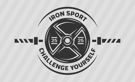 Cross Training and Fitness. Disk weight and  barbell. The monochrome style.のイラスト素材