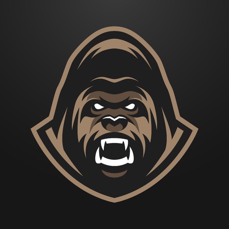 Angry Gorilla logo symbol. on a dark background.のイラスト素材