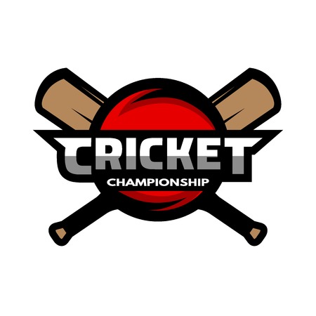 Cricket sports label badge emblem. The ball and bat.のイラスト素材