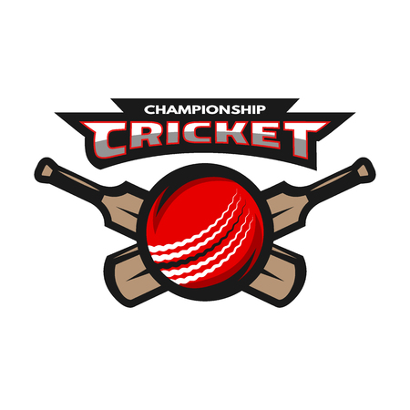 Cricket sports label, badge, emblem The ball and bat.のイラスト素材